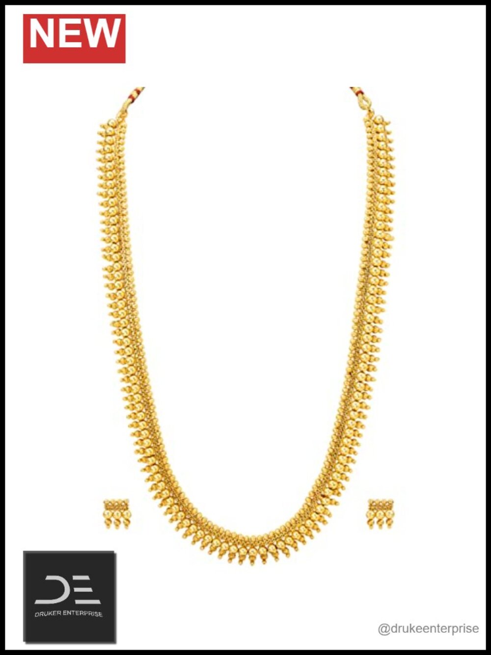 Gold Plated Indian Traditional Necklace & Earrings Jewelry Set for Women